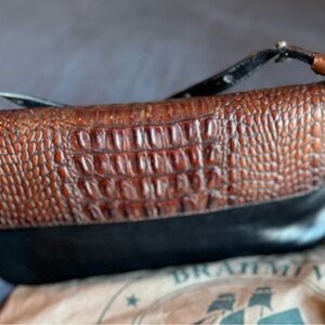 Brahmin Leather black & brown (alligator embossed)